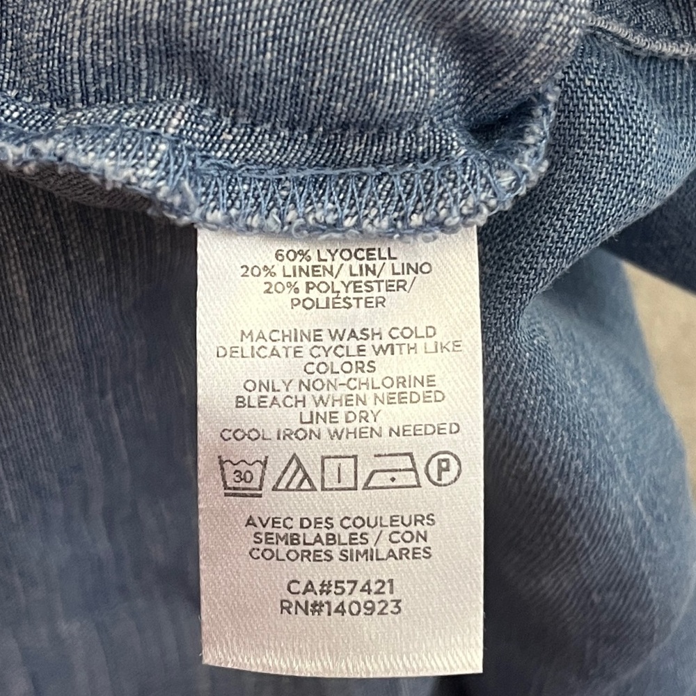 LOFT Chambray Sleeveless Button Front Dres Sz 00 Linen Cottagecore Classic - Picture 8 of 8